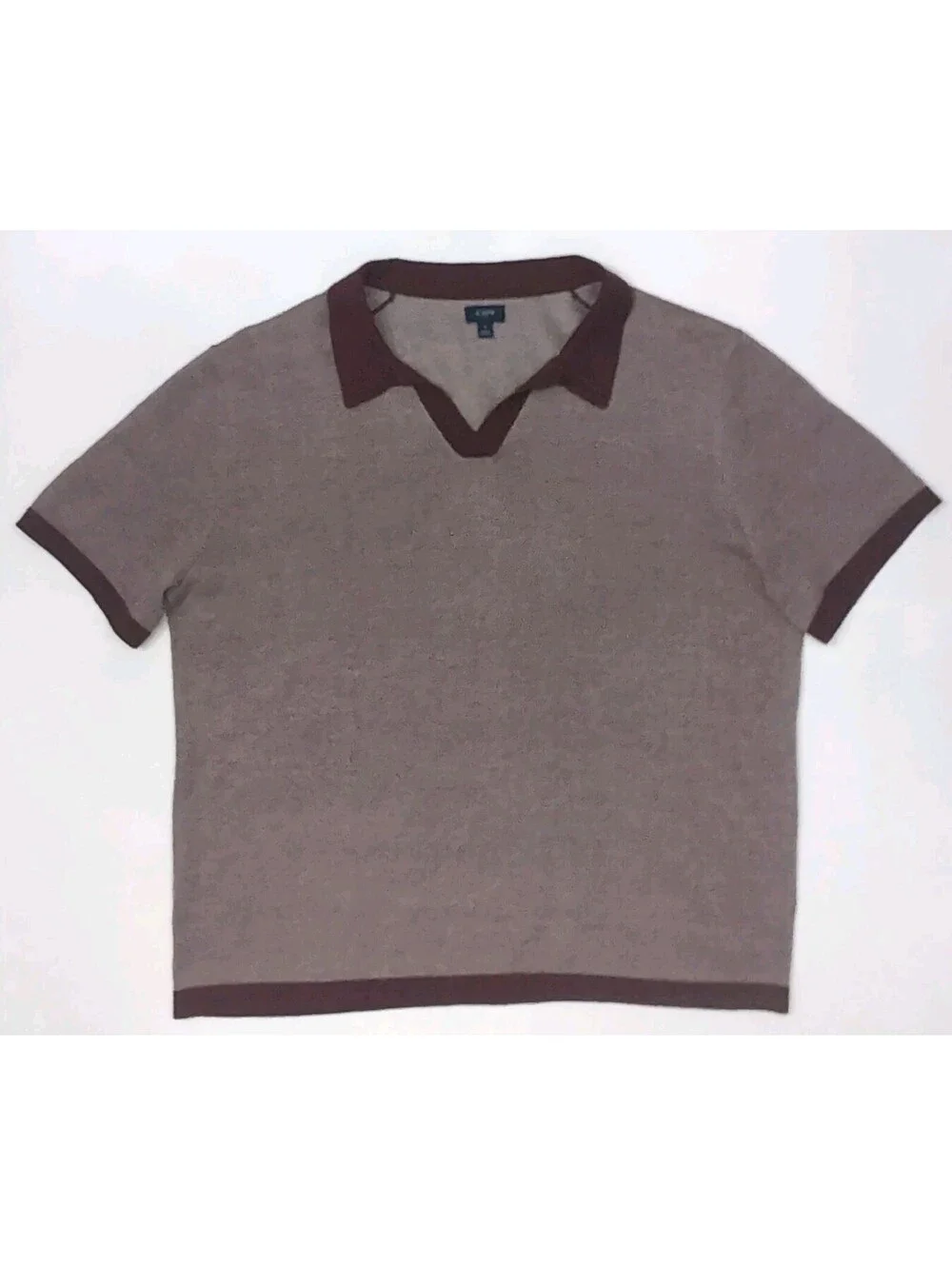 J Crew Mens XL Merino Wool Johnny Collar Polo Sweater Short Sleeve Burgundy Soft